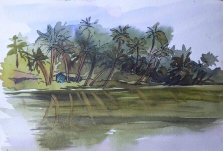 Sketch: Kosgoda river reflections