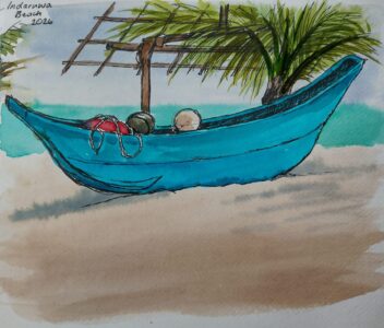 Sketch: Blue boat