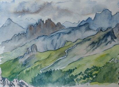 Sketch: Cinque Torre & Averau from Lagazuoi - detail
