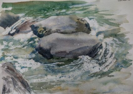 Sketch: Fast flowing stream, Corvara