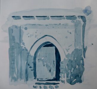 Sketch: Kasbah door, tonal sketch