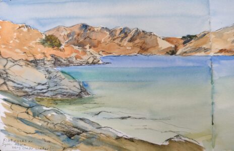 Sketch: Rocky swimming, Symi