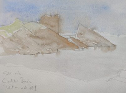Sketch: Split Rock on a chilly day