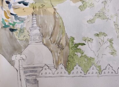 Sketch: Buddhist temple near Ratnapura