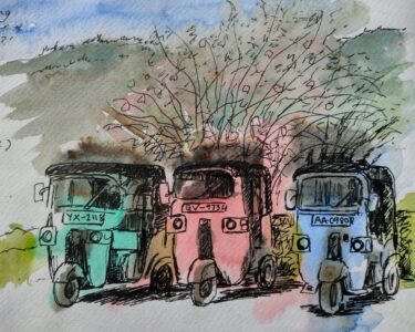 Sketch: Waiting tuk tuks